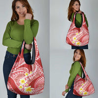 Plumeria Polynesian Coral Glitter Pattern Grocery Bag