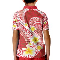 Plumeria Polynesian Coral Glitter Pattern Kid Polo Shirt