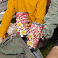 Plumeria Polynesian Coral Glitter Pattern Tumbler Cup