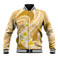 Plumeria Polynesian Gold Glitter Pattern Baseball Jacket