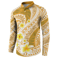 Plumeria Polynesian Gold Glitter Pattern Button Sweatshirt