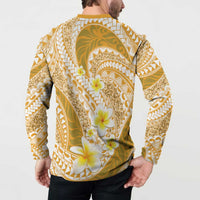 Plumeria Polynesian Gold Glitter Pattern Button Sweatshirt