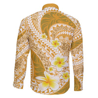 Plumeria Polynesian Gold Glitter Pattern Family Matching Puletasi and Hawaiian Shirt