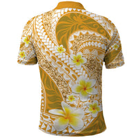 Plumeria Polynesian Gold Glitter Pattern Polo Shirt