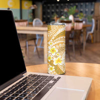 Plumeria Polynesian Gold Glitter Pattern Skinny Tumbler