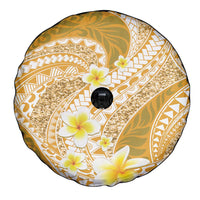 Plumeria Polynesian Gold Glitter Pattern Spare Tire Cover