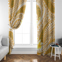 Plumeria Polynesian Gold Glitter Pattern Window Curtain
