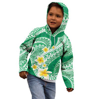 Plumeria Polynesian Green Glitter Pattern Kid Hoodie
