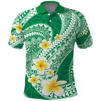 Plumeria Polynesian Green Glitter Pattern Polo Shirt