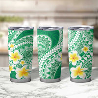 Plumeria Polynesian Green Glitter Pattern Tumbler Cup