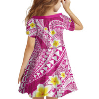 Plumeria Polynesian Pink Glitter Pattern Family Matching Off Shoulder Short Dress and Hawaiian Shirt