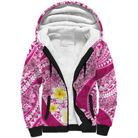 Plumeria Polynesian Pink Glitter Pattern Sherpa Hoodie