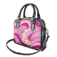 Plumeria Polynesian Pink Glitter Pattern Shoulder Handbag