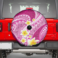 Plumeria Polynesian Pink Glitter Pattern Spare Tire Cover