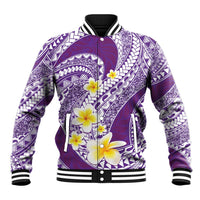Plumeria Polynesian Purple Glitter Pattern Baseball Jacket