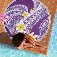 Plumeria Polynesian Purple Glitter Pattern Beach Blanket