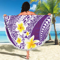 Plumeria Polynesian Purple Glitter Pattern Beach Blanket