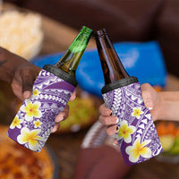 Plumeria Polynesian Purple Glitter Pattern 4 in 1 Can Cooler Tumbler