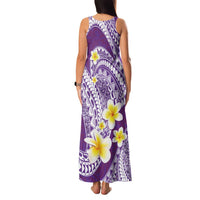 Plumeria Polynesian Purple Glitter Pattern Family Matching Tank Maxi Dress and Hawaiian Shirt