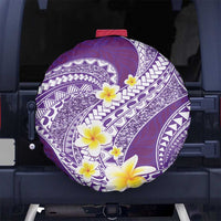 Plumeria Polynesian Purple Glitter Pattern Spare Tire Cover
