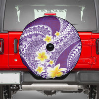 Plumeria Polynesian Purple Glitter Pattern Spare Tire Cover