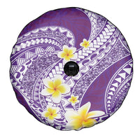 Plumeria Polynesian Purple Glitter Pattern Spare Tire Cover