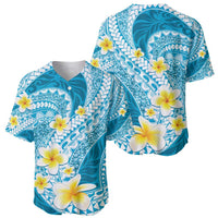 Plumeria Polynesian Sky Blue Glitter Pattern Baseball Jersey