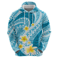 Plumeria Polynesian Sky Blue Glitter Pattern Hoodie