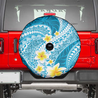 Plumeria Polynesian Sky Blue Glitter Pattern Spare Tire Cover