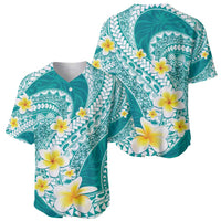 Plumeria Polynesian Teal Glitter Pattern Baseball Jersey