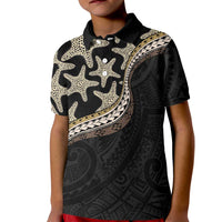 Beige Polynesian Starfish Unique Pattern Kid Polo Shirt