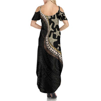 Beige Polynesian Starfish Unique Pattern Summer Maxi Dress
