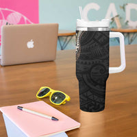Beige Polynesian Starfish Unique Pattern Tumbler With Handle