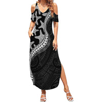 Monotone Polynesian Starfish Unique Pattern Summer Maxi Dress