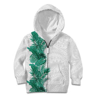 Hawaii Tropical Leaves Kid Hoodie Polynesian Pattern LT01 Zip Hoodie White - Polynesian Pride