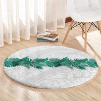 Hawaii Tropical Leaves Round Carpet Polynesian Pattern