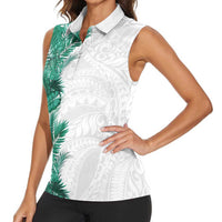 Hawaii Tropical Leaves Women Sleeveless Polo Shirt Polynesian Pattern