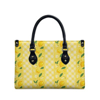Hawaii Lemon Palaka Leather Bag Striped Stylized