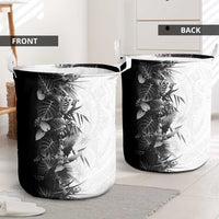 Hawaii Tropical Plant Monochrome Laundry Basket Vibrant Polynesian Pattern