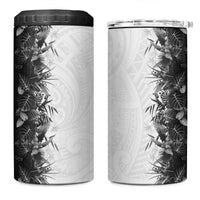 Hawaii Tropical Plant Monochrome 4 in 1 Can Cooler Tumbler Vibrant Polynesian Pattern