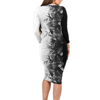 Hawaii Tropical Plant Monochrome Family Matching Long Sleeve Bodycon Dress and Hawaiian Shirt Vibrant Polynesian Pattern LT01 - Polynesian Pride