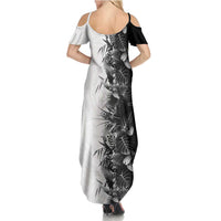 Hawaii Tropical Plant Monochrome Family Matching Summer Maxi Dress and Hawaiian Shirt Vibrant Polynesian Pattern