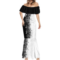 Hawaii Tropical Plant Monochrome Mermaid Dress Vibrant Polynesian Pattern