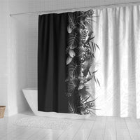 Hawaii Tropical Plant Monochrome Shower Curtain Vibrant Polynesian Pattern