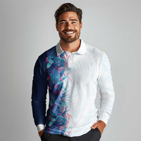 Hawaii Tropical Plant UliUli Long Sleeve Polo Shirt Vibrant Polynesian Pattern