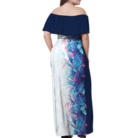 Hawaii Tropical Plant UliUli Off Shoulder Maxi Dress Vibrant Polynesian Pattern