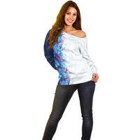 Hawaii Tropical Plant UliUli Off Shoulder Sweater Vibrant Polynesian Pattern