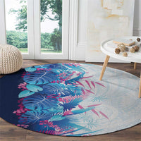 Hawaii Tropical Plant UliUli Round Carpet Vibrant Polynesian Pattern