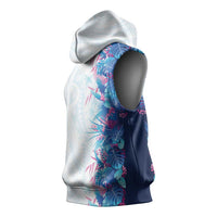 Hawaii Tropical Plant UliUli Sleeveless Hoodie Vibrant Polynesian Pattern