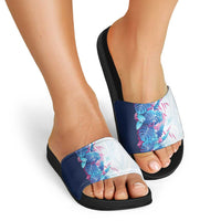 Hawaii Tropical Plant UliUli Slide Sandals Vibrant Polynesian Pattern